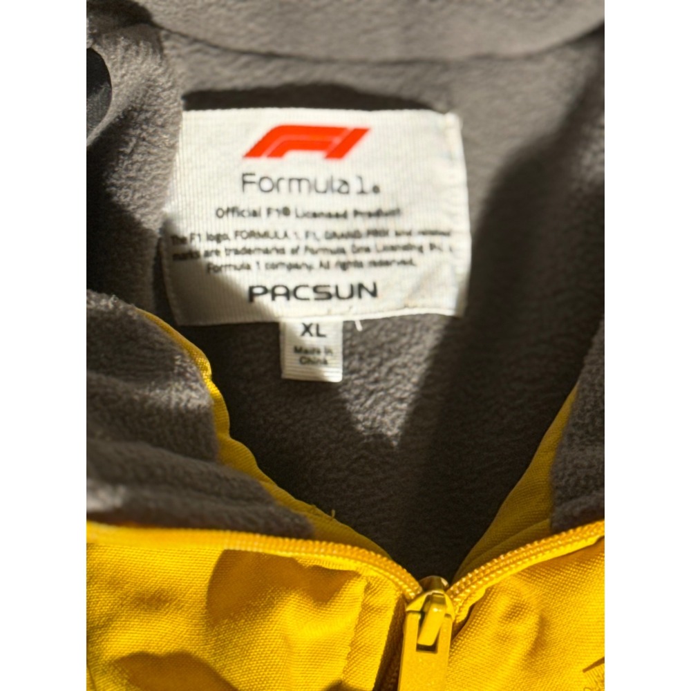 Formula 1 x PacSun Men XL Yellow Grey Utility Cargo Fleece Jacket F1 Racing - Picture 2 of 9